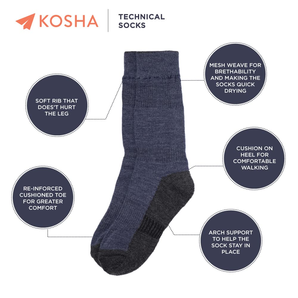 Namik No Blister Merino Wool Navy-Charcoal Regular Socks | Men